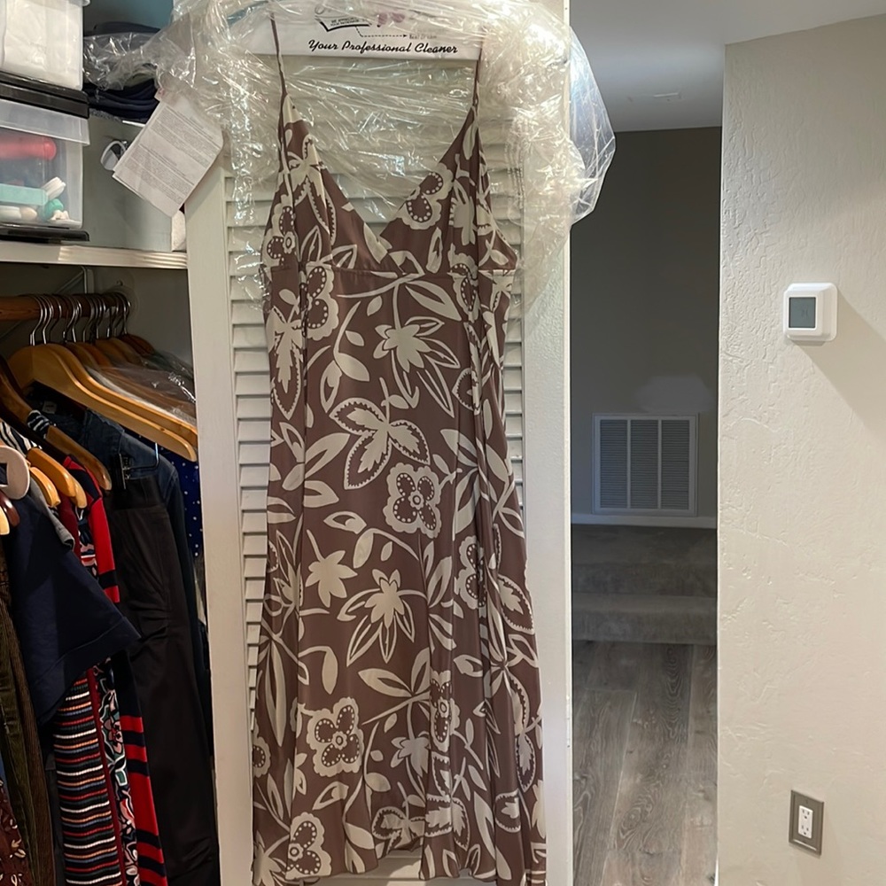 Anthropologie, Graham and Spencer, spaghetti strap fit and flare silk dress